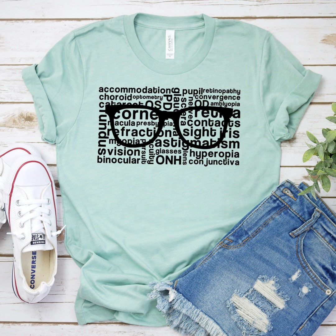 Opto Words Tshirt Optometrist, Optician, Ophthalmologist, Ophthalmic