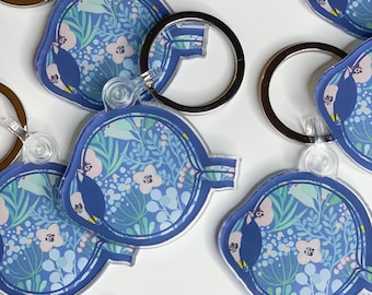 Blue Floral Eye Clear Acrylic Keychain | Optometrist, Ophthalmologist, Ophthalmic Tech, Anatomical Keychain, Optometry Student, Eyeball