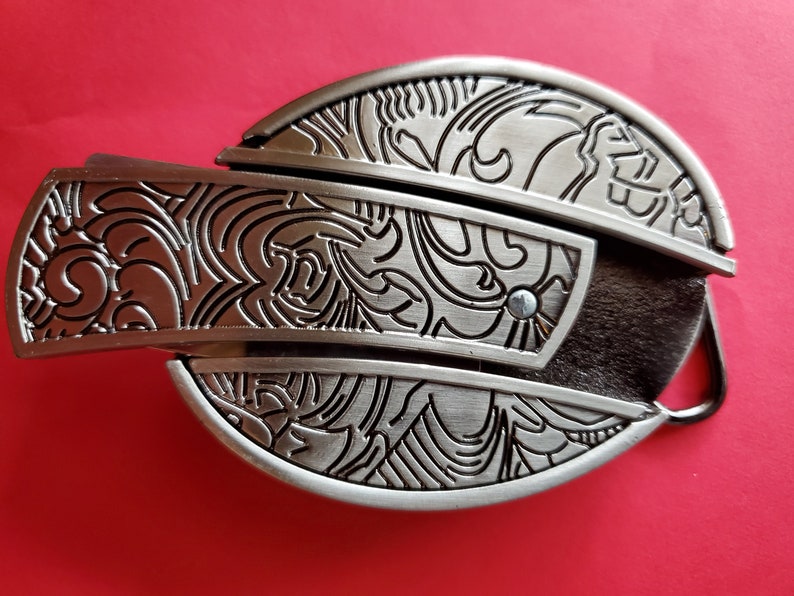 Unusual Knife 3d Belt Buckle REMOVABLE Western Cowboy Silver Etsy