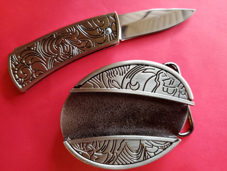 Unusual Knife 3d Belt Buckle REMOVABLE Western Cowboy Silver Etsy