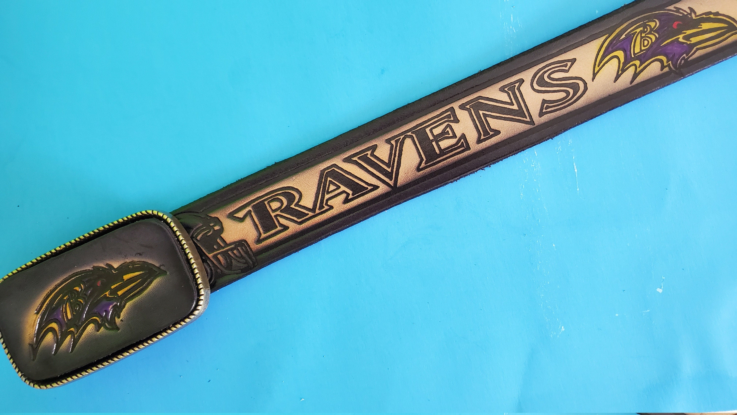 BALTIMORE RAVENS Genuine Leather Belt & Matching Leather Etsy