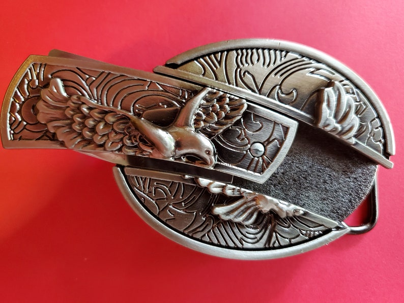 Unusual Knife Belt Buckle Western EAGLE Cowboy Rodeo Etsy