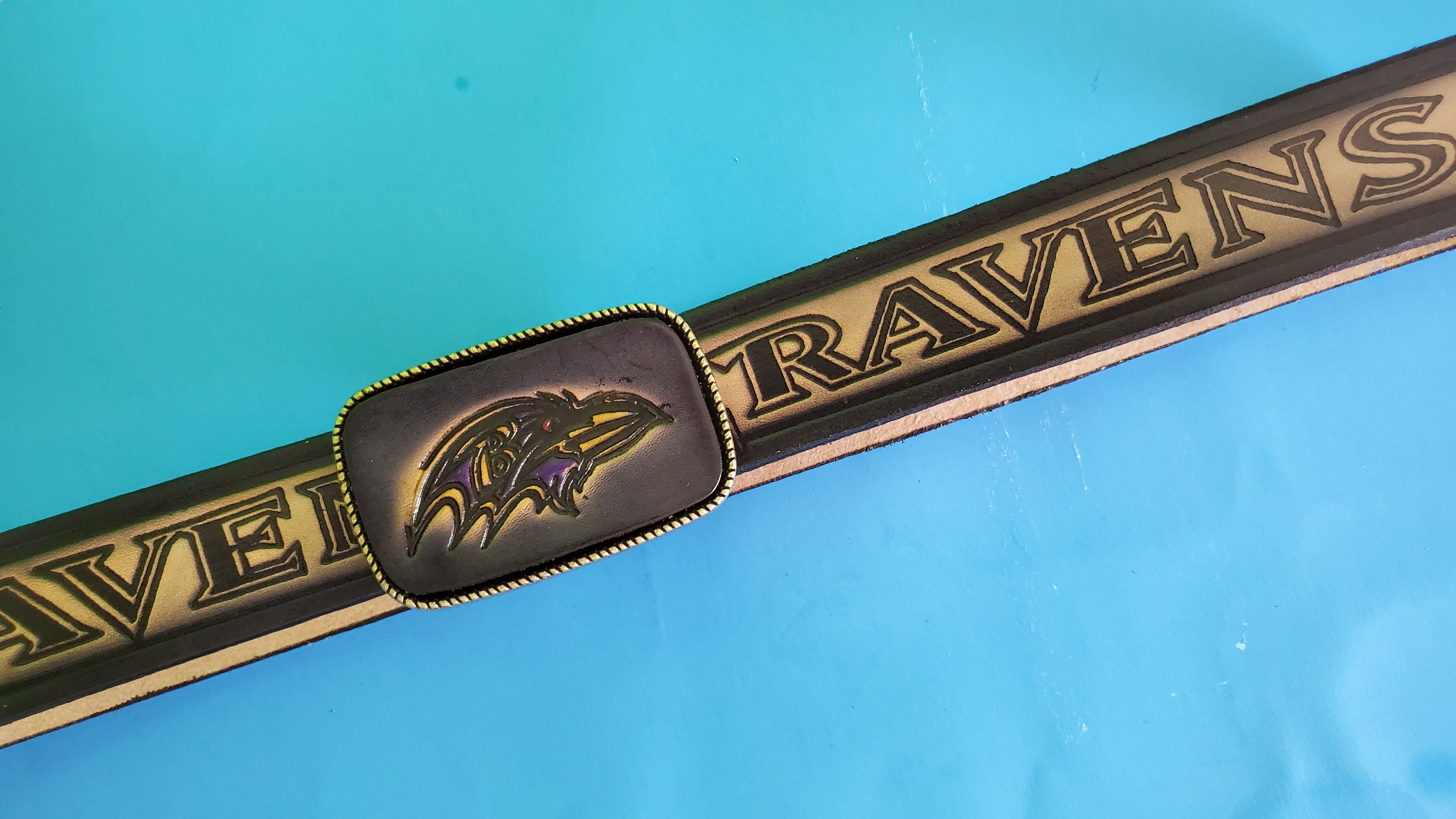 BALTIMORE RAVENS Genuine Leather Belt & Matching Leather Etsy