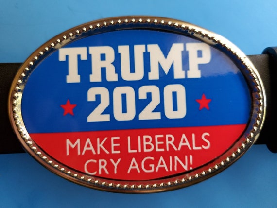 KEEP AMERICA GREAT /& Black Bonded Leather Belt TRUMP 2020 Epoxy Belt Buckle