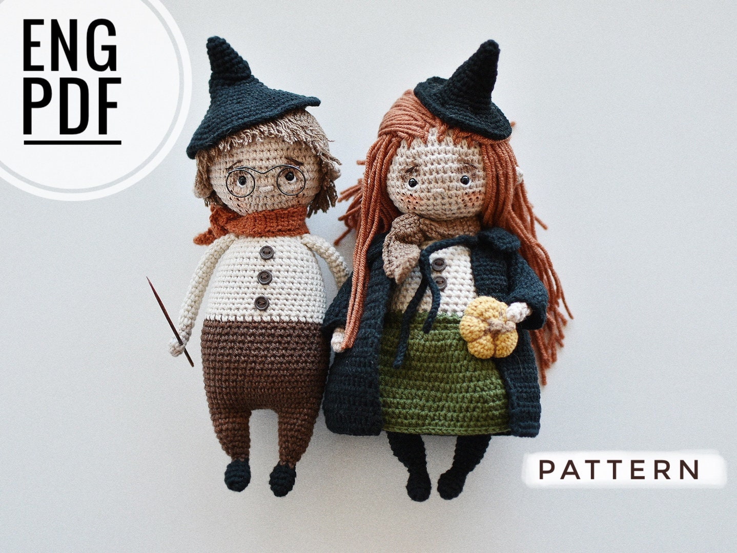 Witch and wizard crochet pattern (7 in). Amigurumi witch pattern. Cro…