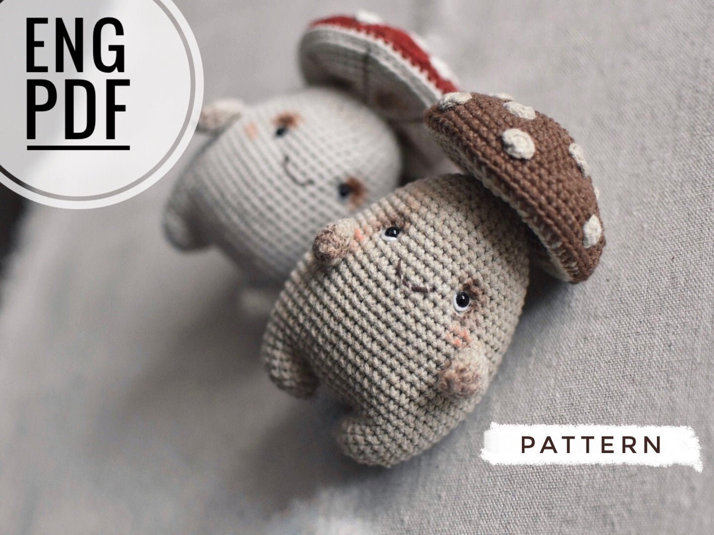 Crochet mushroom pattern (13cm/5inc), Amigurumi mushroom pattern, Cro…