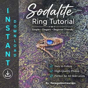 Wire Wrapped Sodalite Ring Tutorial PDF | Beginner Wire Weaving Pattern | DIY Jewelry Making Guide | Instant Digital Download
