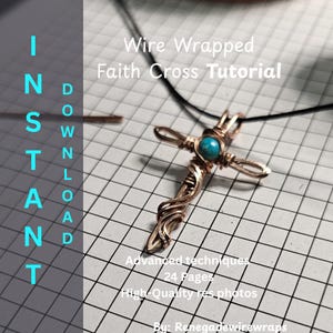 Türkis Kreuz Anhänger Anleitung | Vorlage | Anfängerfreundlich | Kupfer Silber oder Gold Draht verwenden kann