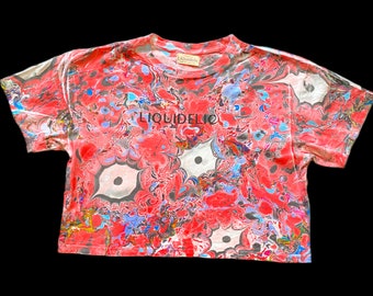 Red Eyes  Size M  Psychedelic Colorful Crop T-Shirts