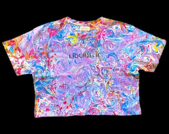 Lavender Sky  Size L  Psychedelic Colorful Crop T-Shirts