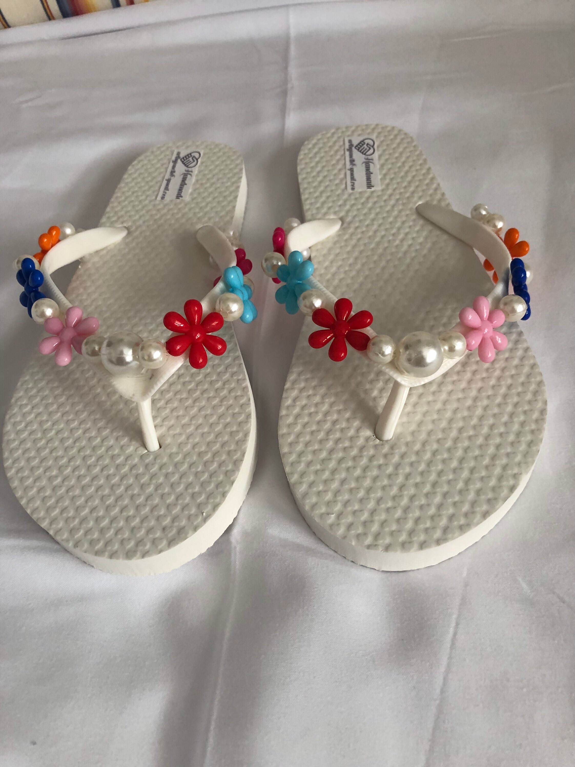 Beaded flip flops Etsy