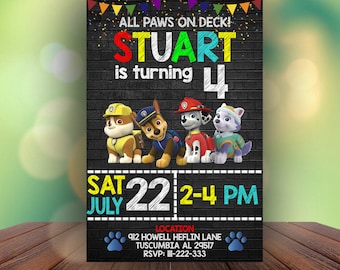 Paw Patrol Invitation, Paw Patrol Birthday Invitation, Paw Patrol Birthday, Paw Patrol Invitation With Photo, Paw Patrol Invitation Boy