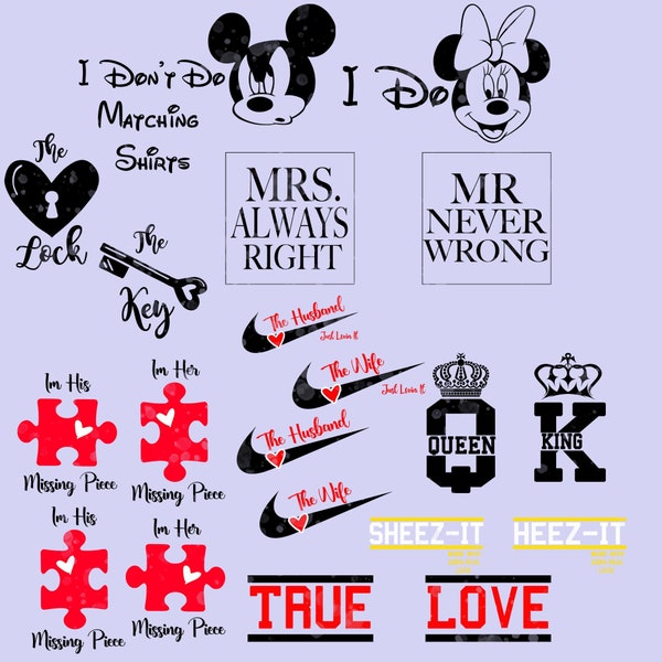 Couple Shirts PNG | SVG | Instant Download | His and Her Shirts