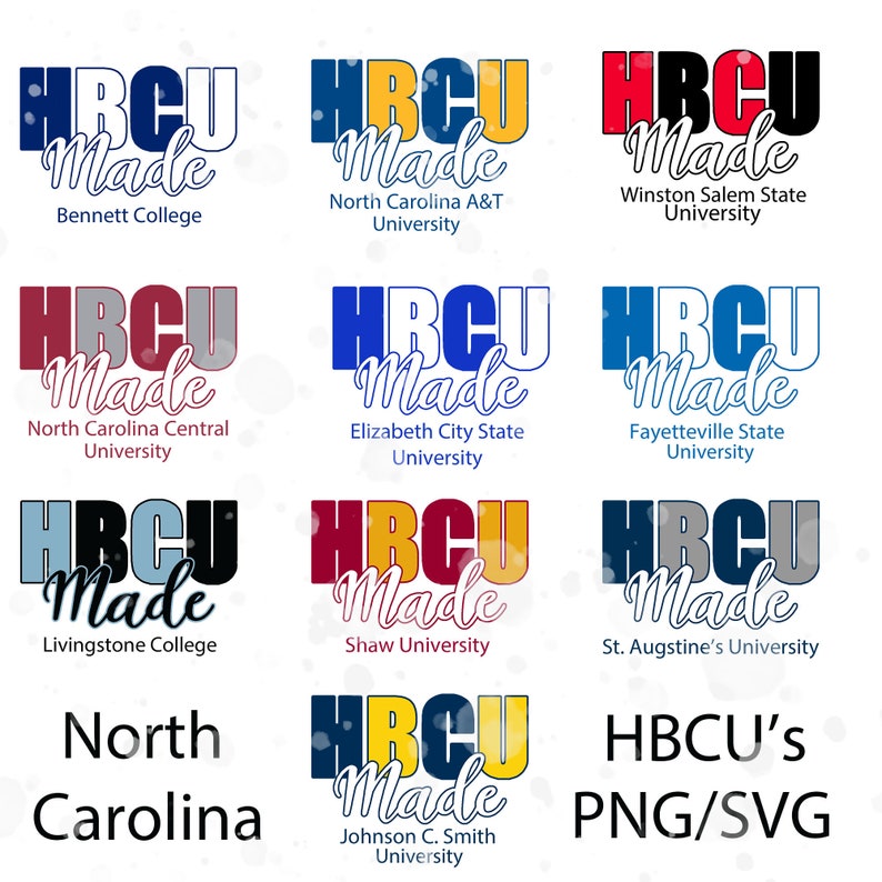 HBCU Made North Carolina HBCU Écoles Png Svg Etsy