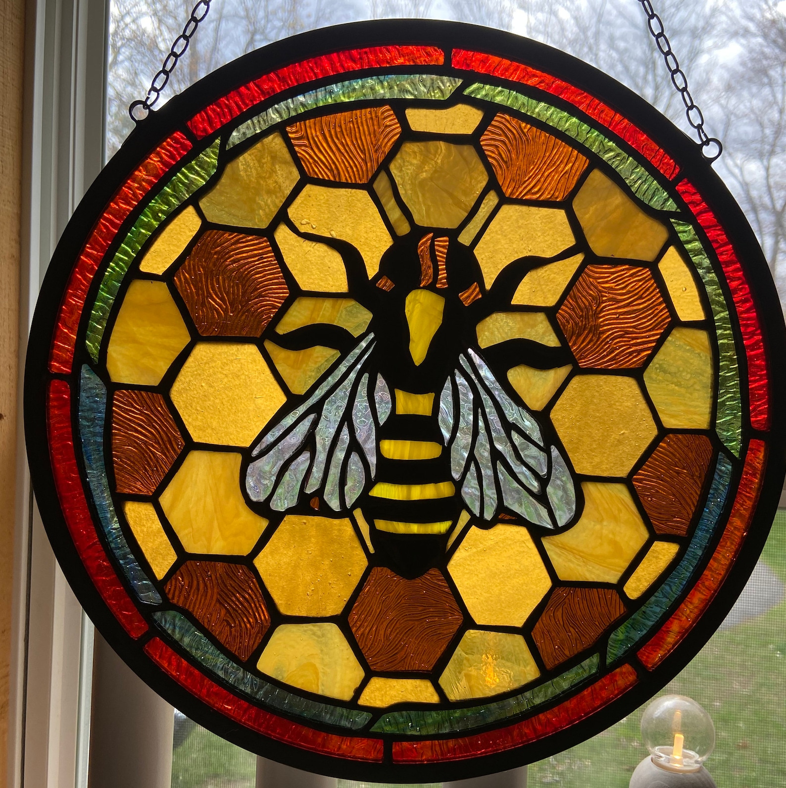 Bee Sained Glass Panel Bee Stained Glass Panel Bee Etsy