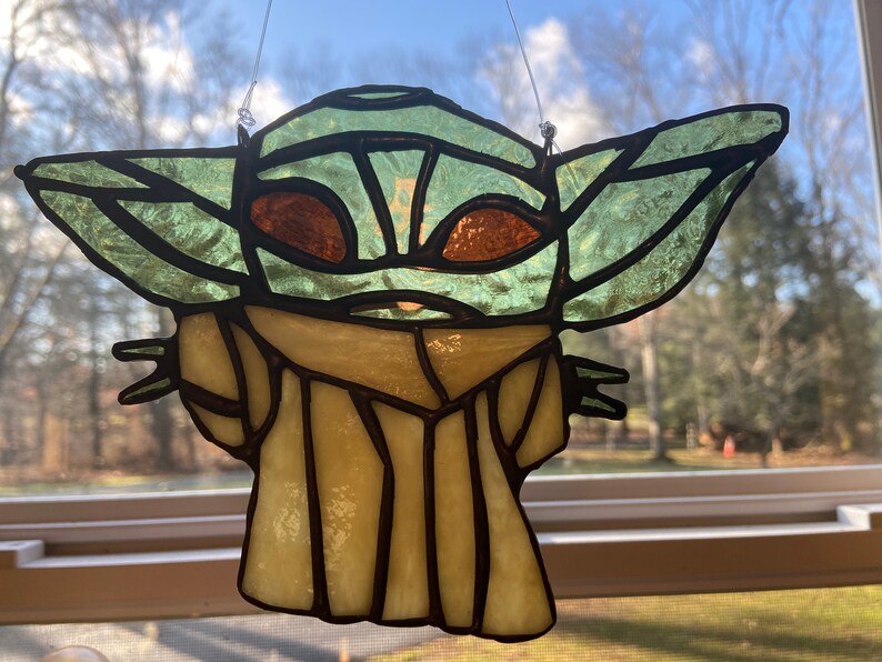 Baby Yoda Stained Glass Yoda Stained Glass Suncatcher Etsy