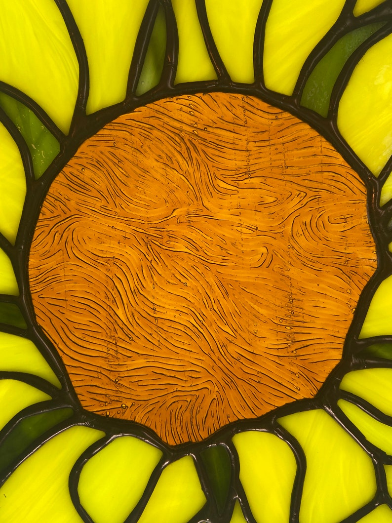 Sunflower Stained Glass Stained Glass Sunflower Sunflower Etsy