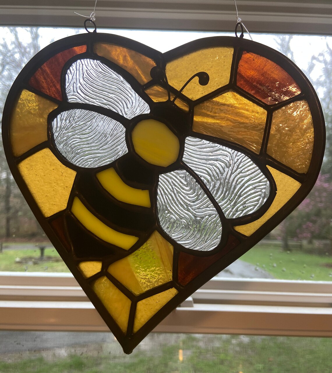 Bee Stained Glass Stained Glass Bee Bee Stained Etsy