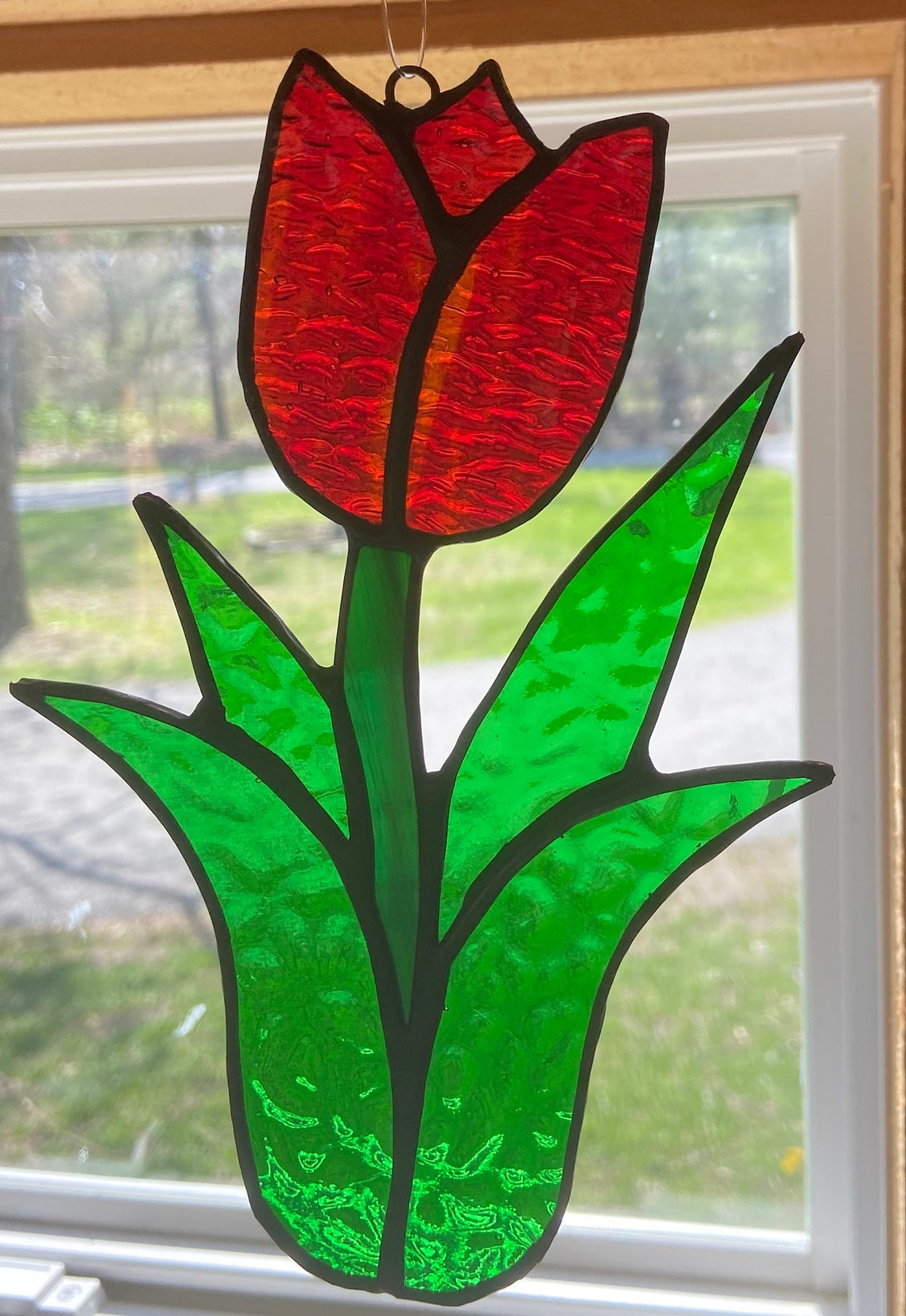 Tulip in Stained Glass Stained Glass Tulip Tulip Suncatcher | Etsy