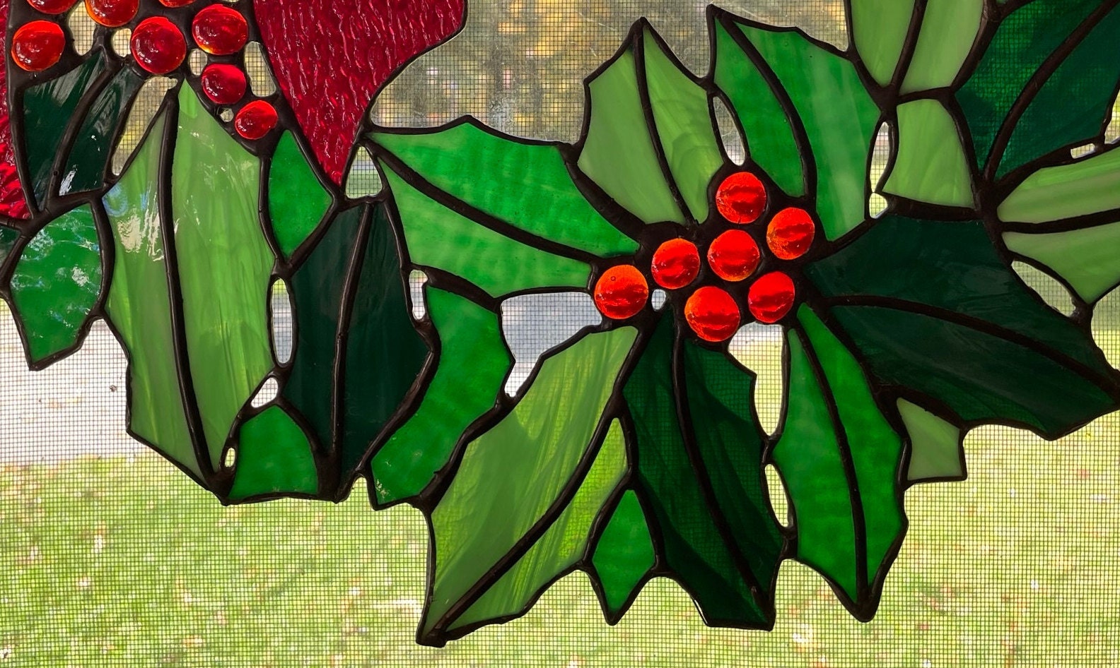 Wreath Stained Glass Christmas Wreath Stained Glass Stained Etsy