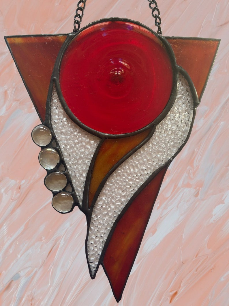 Geometric Stained Glass Suncatcher Stained Glass Geometric Etsy