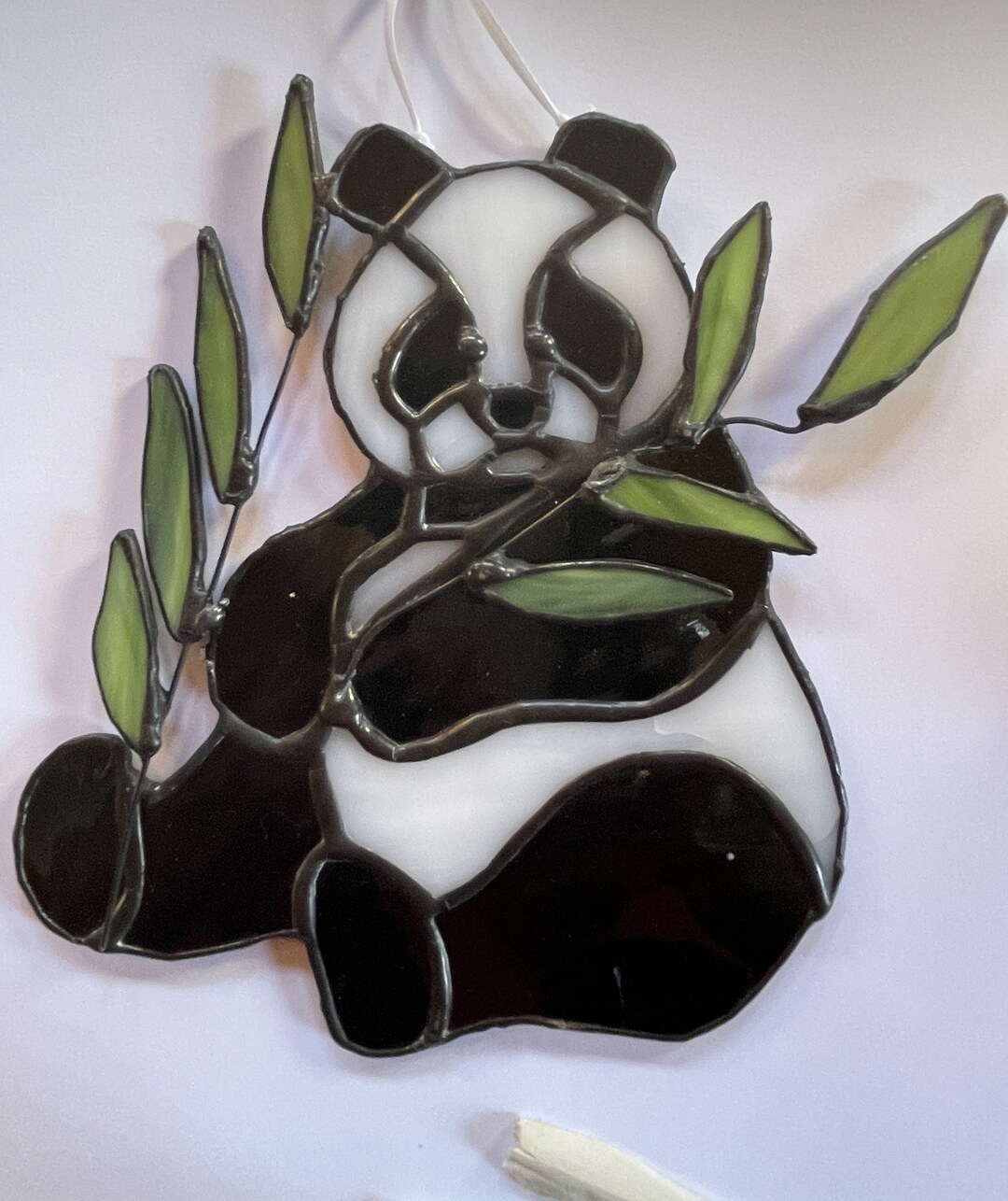 Panda Bear in Stained Glass, Stained Glass Panda Bear, Panda in Glass, Panda Suncatcher Etsy