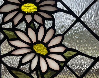 Daisy Stained Glass, Daisy Panel, Gifts, Stsined Glass Panel, Flowers, Daisy Glass