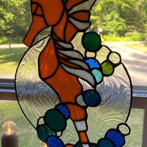 Seahorse Stained Glass, SeaHorse Suncatcher, Seahorse in Glass, Gifts, Glass Gifts