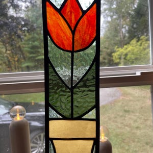 Tulip Stained Glass, Stained Glass Tulip, Tulip Panel, Gifts, Stained Glass Tulip Wall Hanging