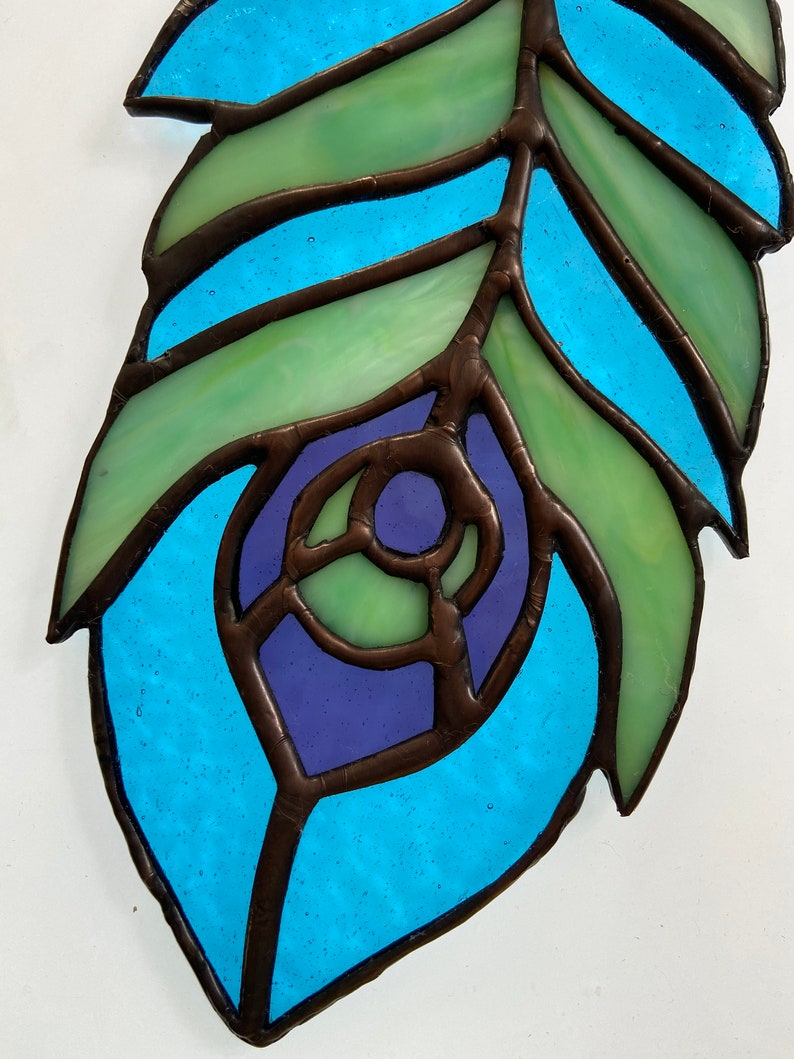 Peacock Feather Stained Glass Peacock Feather Suncatcher Etsy