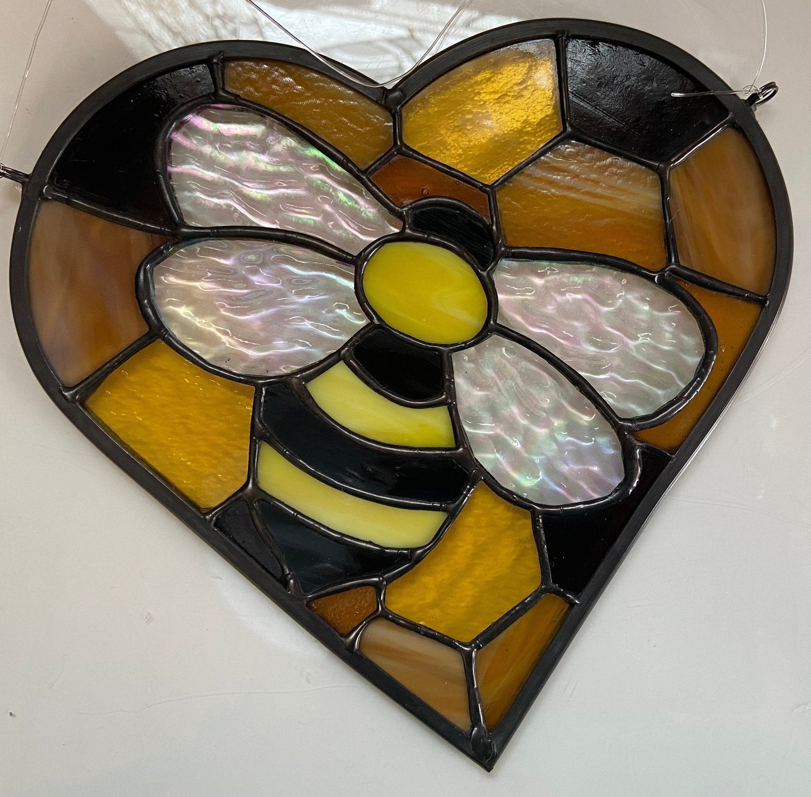 Bee Stained Glass Stained Glass Bee Bee Stained Etsy
