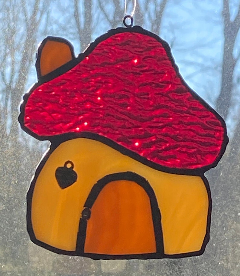Mushroom Stained Glass Suncatcher Stained Glass Mushroom Etsy