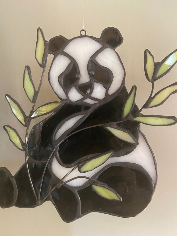 Panda Bear in Stained Glass Stained Glass Panda Bear Panda Etsy