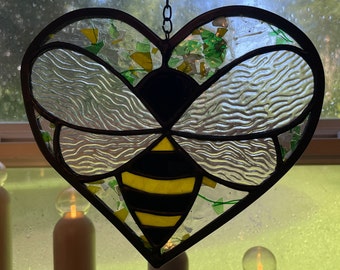 Bee Stained Glass, Stained Glass Bee, Honey Bee Stained Glass, Bee Suncatcher Stained Glass, Gifts, Suncatcher, Mother's Day Gifts