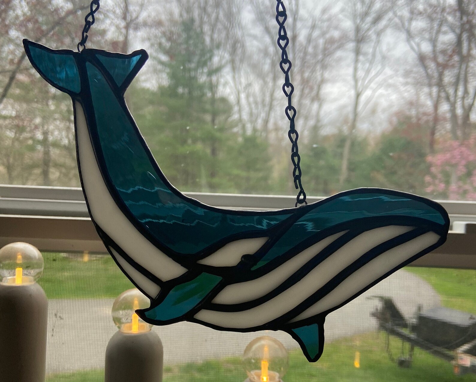 Whale Stained Glass Stained Glass Whale Whale Suncatcher Etsy