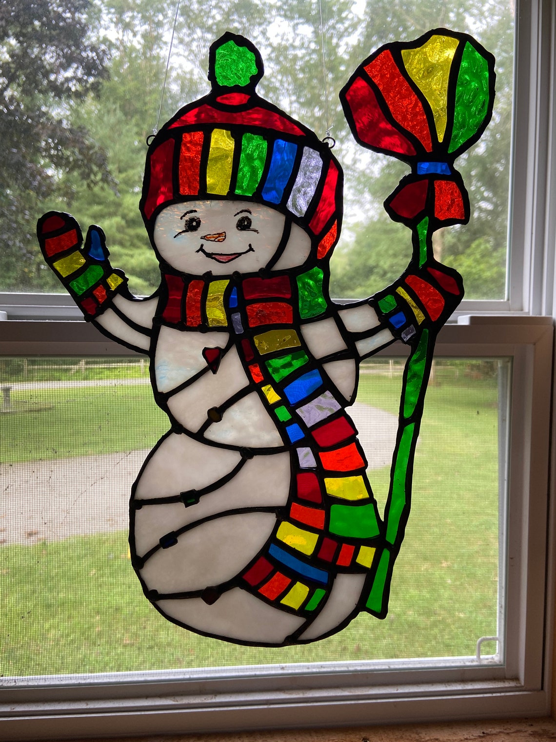 Snowman Stained Glass Stained Glass Snowman Snowman | Etsy