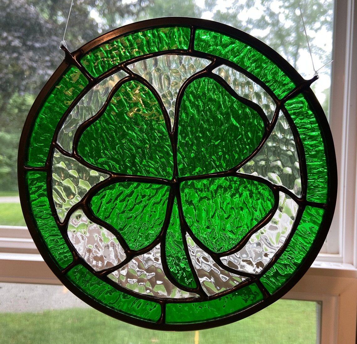 Shamrock in Stained Glass Stained Glass Shamrock Shamrock | Etsy