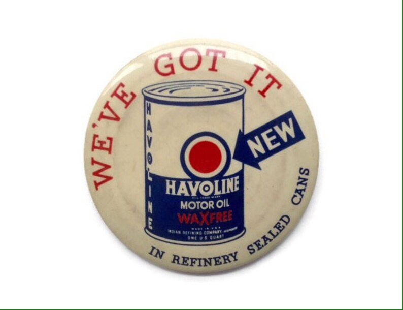 Large Havoline Motor Oil Advertising Pin Button Rare Vintage