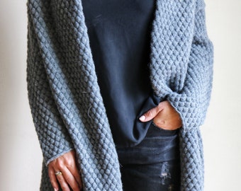 Cardigan in alpaca grigio medio, cardigan in lana grigia fatto a mano, giacca in lana di alpaca, cappotto morbido e di qualità
