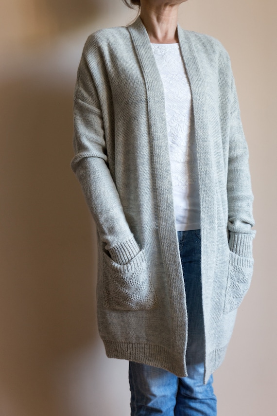 Grey knitted jacket sale