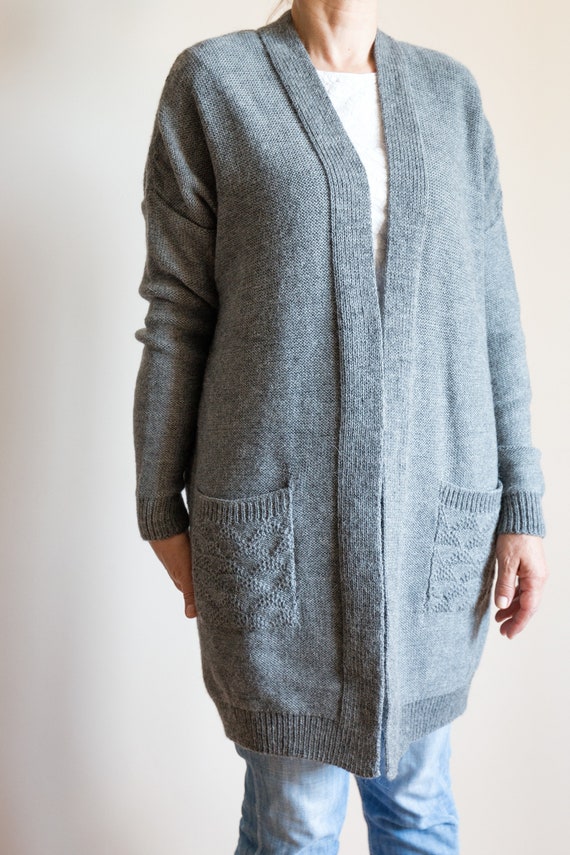 Handmade Long Open Front Cardigan With Pockets for Ladies - Etsy