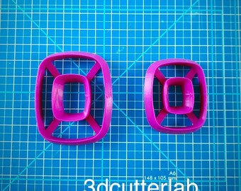 Cortadores rectangulares dobles con lados redondeados para cabujones de arcilla polimérica y arcilla metálica.