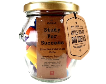 Study for Success Procrastination Cure Jar – Thoughtful Gift - Motivational Present - Unique Gift, Study Gift Idea, Student Gifts, Uni Gift