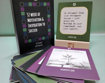 Motivational Gift – 104 Inspirational Messages with Wooden Stand for Focus & Growth