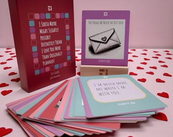 Romantic Gift – 104 Messages of Love with Wooden Stand, Meaningful Keepsake for Couples