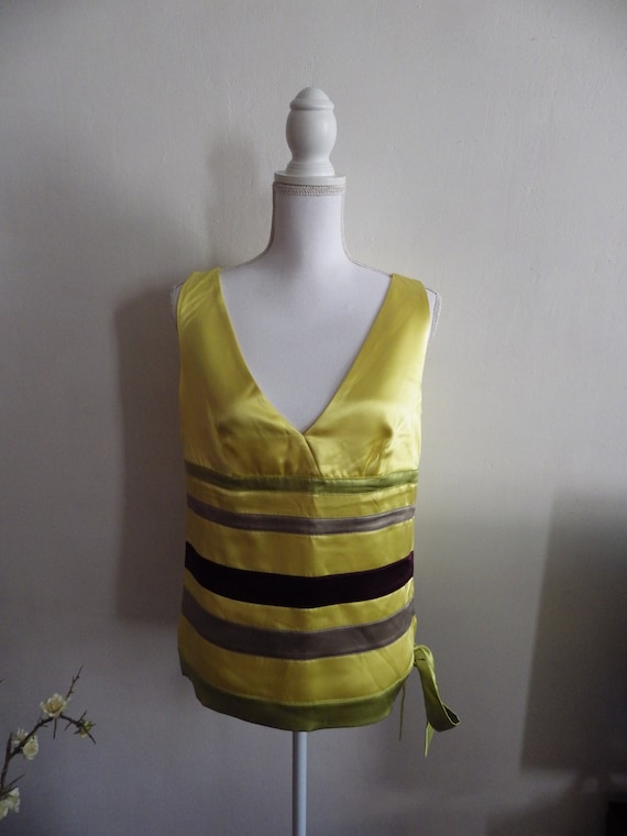 red VALENTINO silk yellow tank top