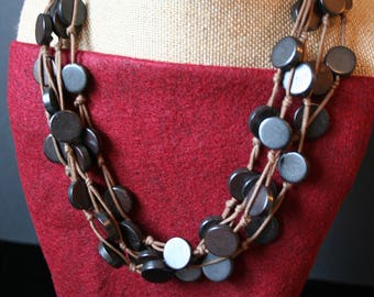 4 strand "Petrified Wood" bead Necklace