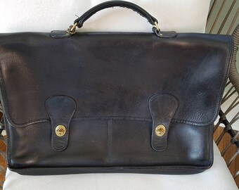 vintage coach black leather briefcase