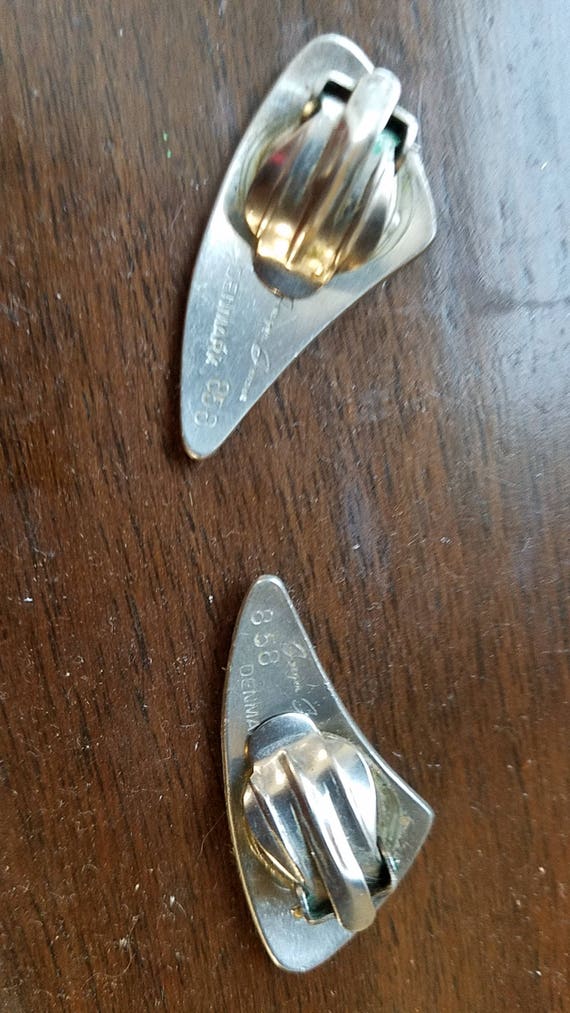 Boucles D'oreilles Vintage Clip En étain Par Jorgen Jensen - Modèle Denmark 57, état Complet