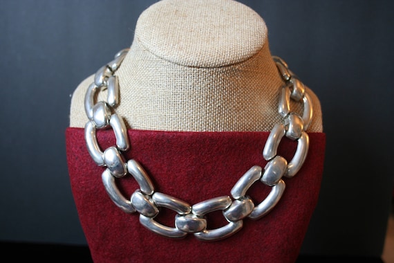 Statement Silver Plate Chain Collar - image 1